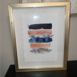 Abstract Watercolor Art in Gold Frame